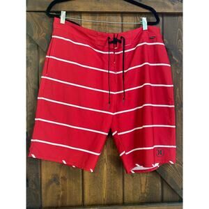 HURLEY men’s 36 Beachside Halton board shorts swim Red White